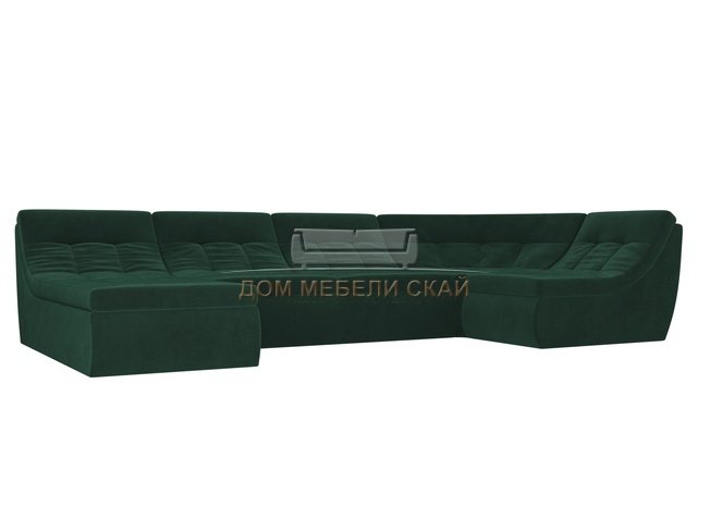 П-образный угловой диван Холидей, зеленый/велюр