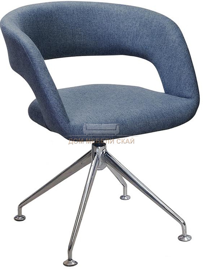 Стул-кресло Walter Spider Сканди, рогожка синего цвета БлюАрт/хром CR