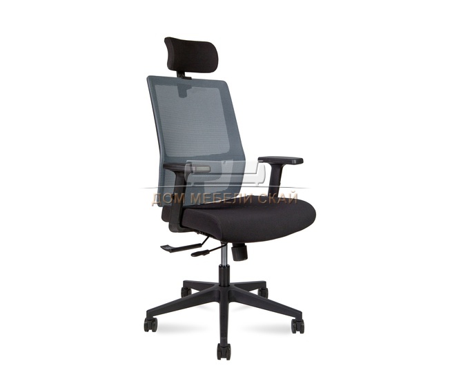 Кресло офисное Techo, черный пластик/серая сетка/черная ткань