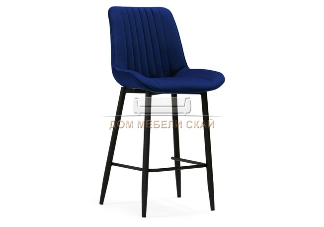 Полубарный стул Седа, велюр синий/черный