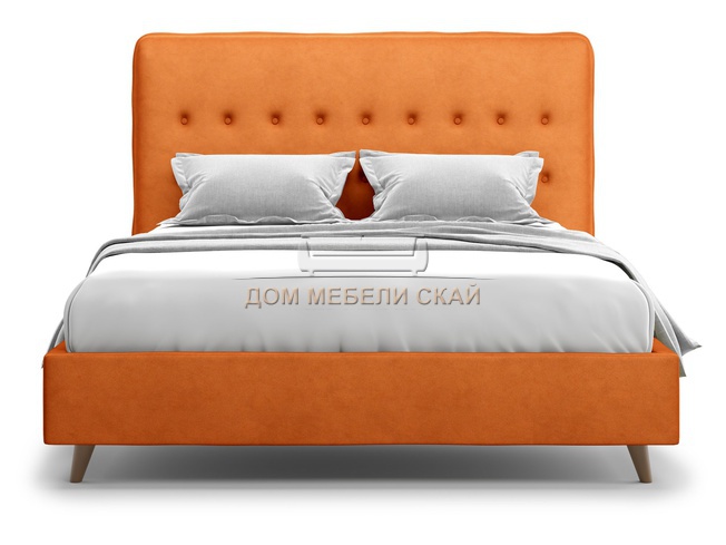 Кровать двуспальная 180x200 Bergamo Lux, оранжевый велюр velutto 27
