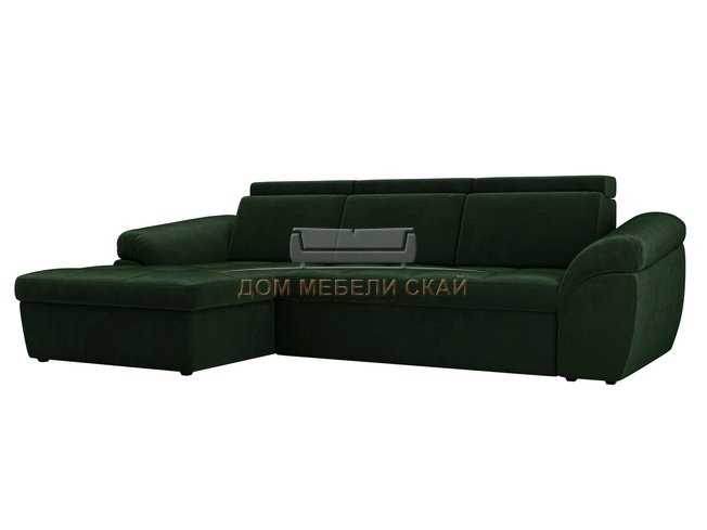 Угловой диван-кровать левый Мисандра, зеленый/велюр