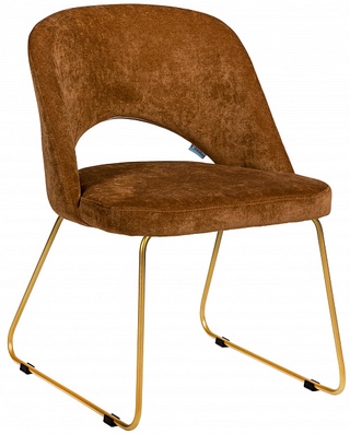 Стул-кресло Lars, микровельвет коричневого цвета/линк золото