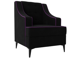 Кресло Марк, черный/кант фиолетовый/микровельвет