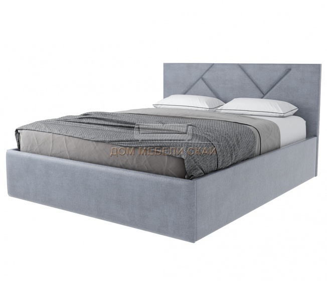 Кровать двуспальная 180х200 Лима с ПМ, серо-голубой велюр