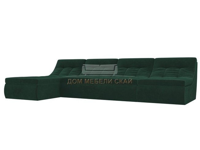 Угловой модульный диван-кровать левый Холидей, зеленый/велюр