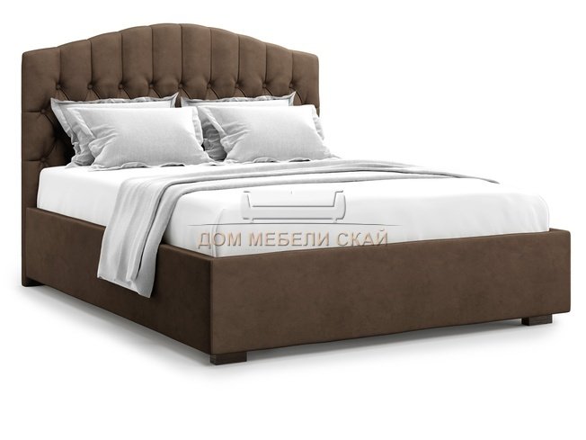 Кровать двуспальная 180x200 Lugano без подъемного механизма, шоколадный велюр velutto 23