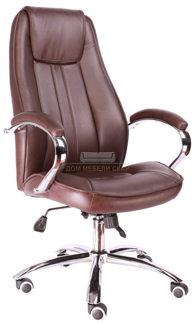 Кресло офисное Long TM, экокожа коричневая