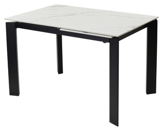 Стол обеденный раздвижной CORNER 120, GLOSS STATUARIO WHITE SINTERED STONE/BLACK