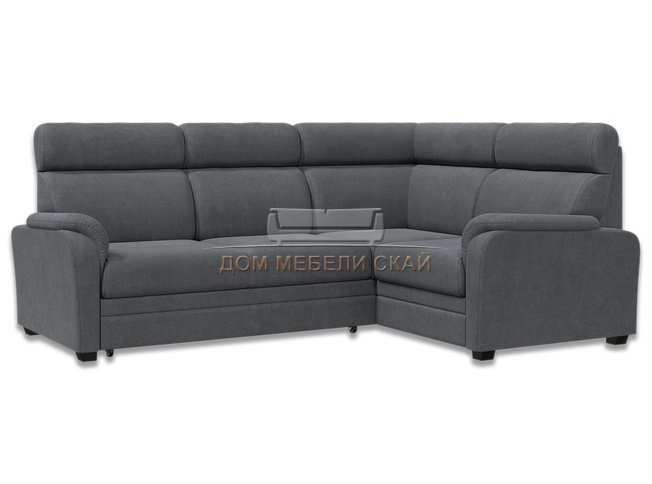 Угловой диван-кровать Омега 3-1, темно-серый велюр