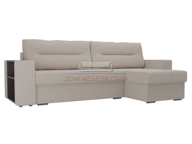 Угловой диван-кровать правый Эридан, бежевый/рогожка