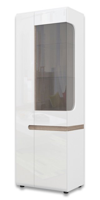 Шкаф-витрина 2-дверный Линате правый 3D /TYP01Р, белый глянец