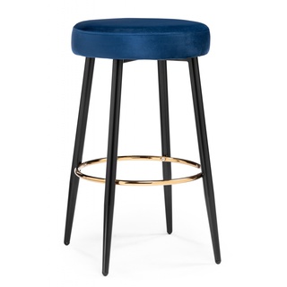 Барный стул Plato 1, велюровый синего цвета dark blue