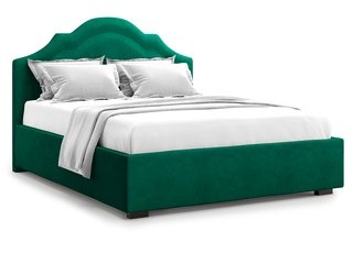 Кровать двуспальная 160x200 Madzore без подъемного механизма, зеленый велюр velutto 33