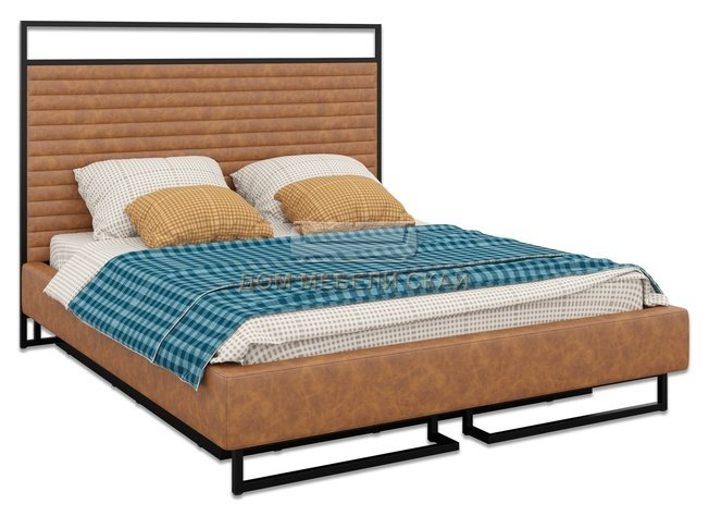 Кровать двуспальная 160x200 Loft Грейс с подъемным механизмом и ящиком, кирпичный