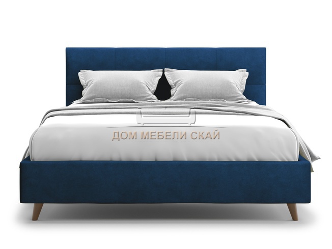 Кровать полутороспальная 140x200 Garda Lux, синий велюр velutto 26