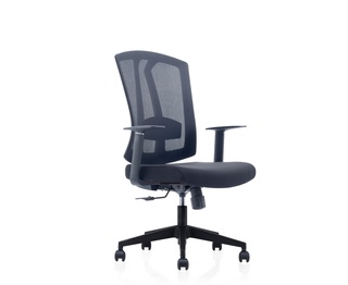 Кресло офисное Iron, черный пластик/черная сетка/черная ткань