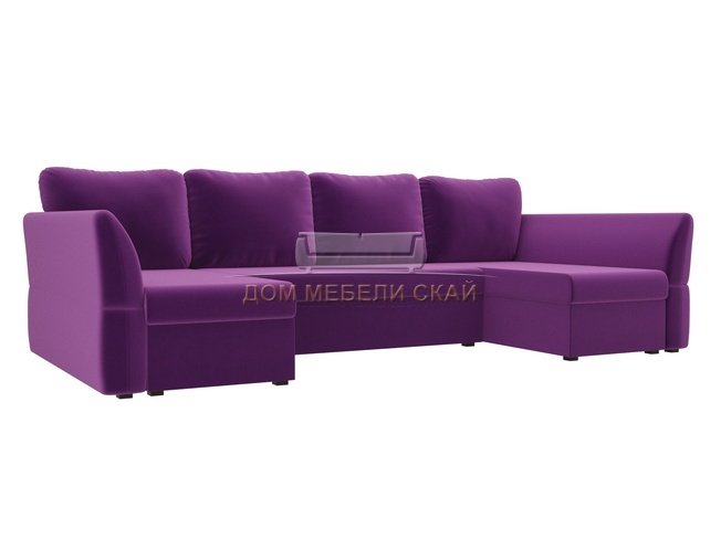 П-образный угловой диван Гесен, фиолетовый/микровельвет