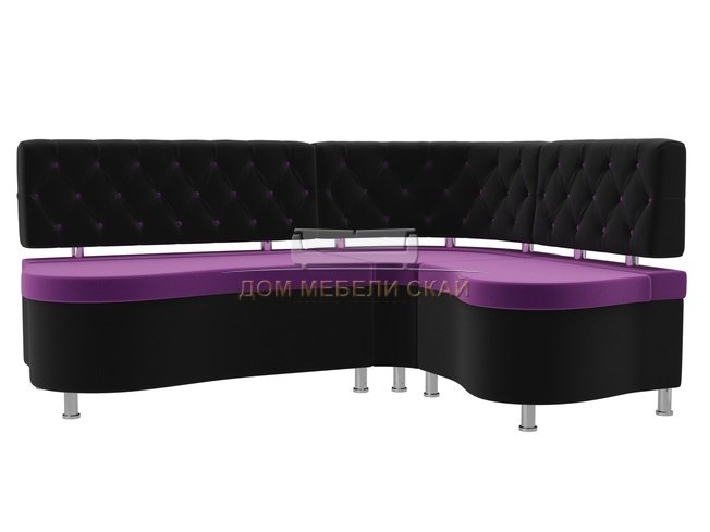 Кухонный угловой диван правый Вегас, фиолетовый/черный/микровельвет