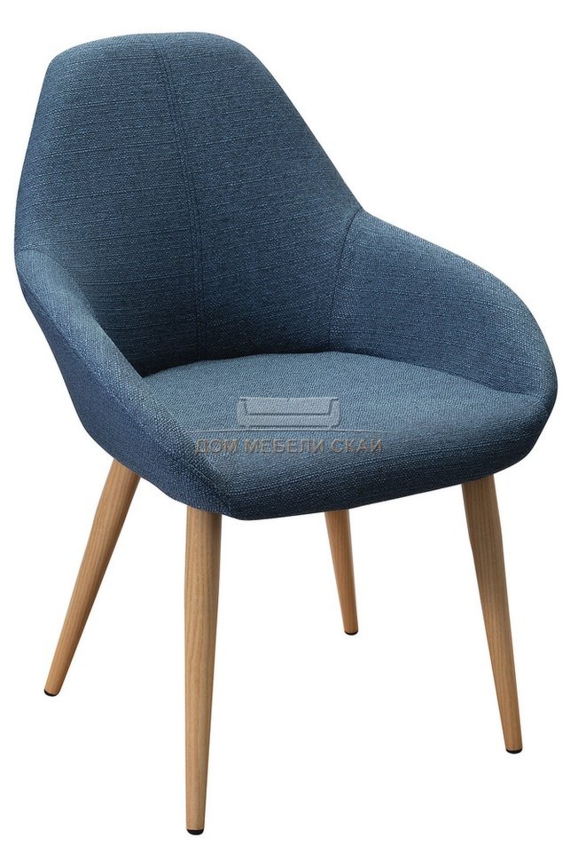 Стул-кресло Kent, рогожка темно-синего цвета сканди блю арт/натуральный