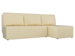 Угловой диван-кровать правый Поло, бежевый/экокожа