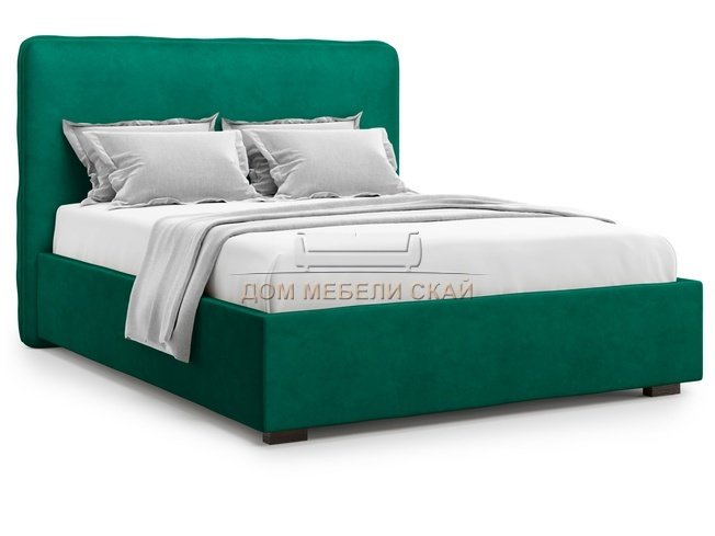 Кровать двуспальная 180x200 Brachano без подъемного механизма, зеленый велюр velutto 33