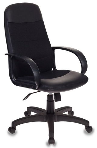 Кресло руководителя CH-808AXSN, черная экокожа/сетка