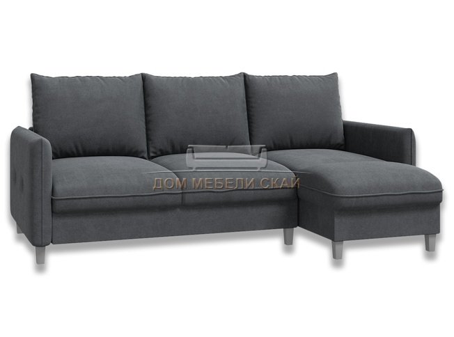 Угловой диван-кровать Лофт компакт, темно-серый велюр