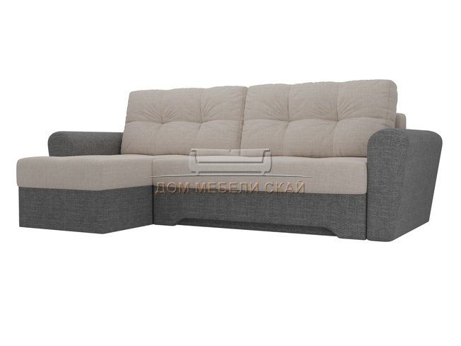 Угловой диван-кровать левый Амстердам, бежевый/серый/рогожка