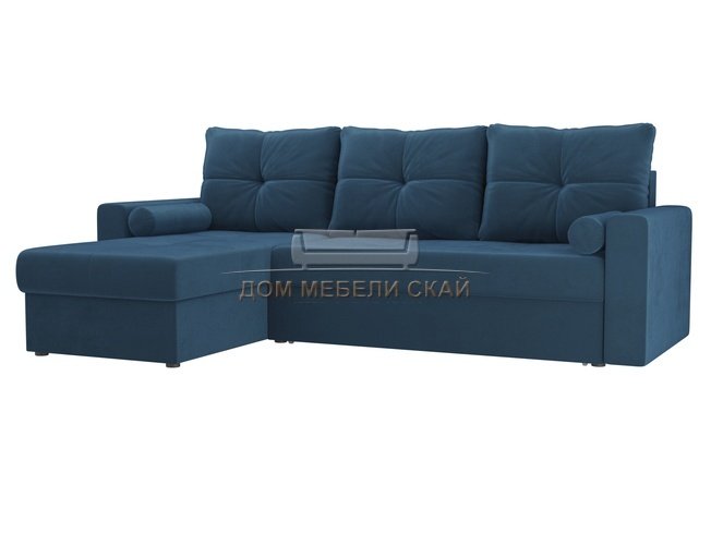 Угловой диван-кровать левый Верона, голубой/велюр