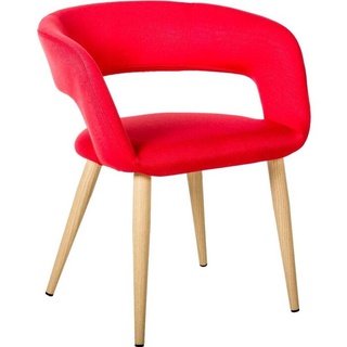 Стул-кресло Walter, велюровый красного цвета/натуральный дуб
