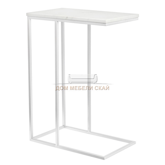 Придиванный столик Loft 50, белый мрамор/белый