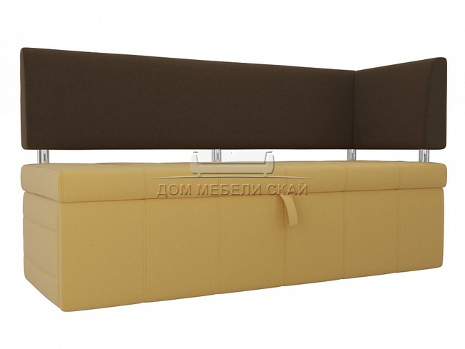 Кухонный диван Стоун с правым углом, желтый/коричневый/микровельвет