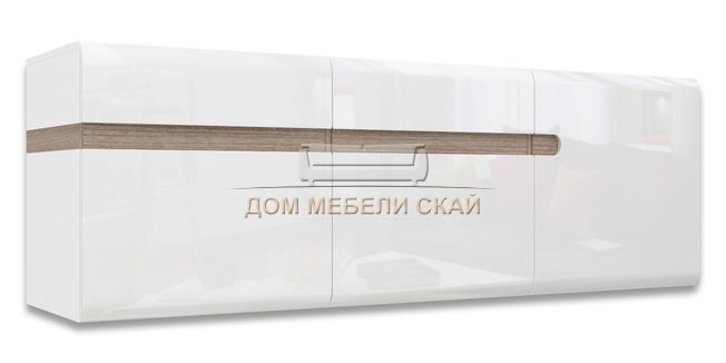 Шкаф навесной 3-дверный Линате 3D /TYP67, белый глянец