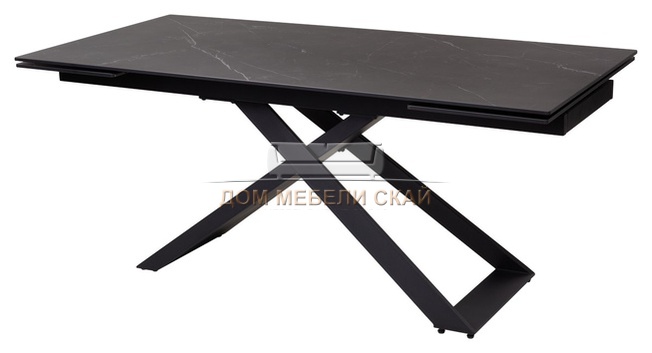 Стол обеденный раздвижной LIVORNO 180, MATT BLACK MARBLE SINTERED STONE/черный