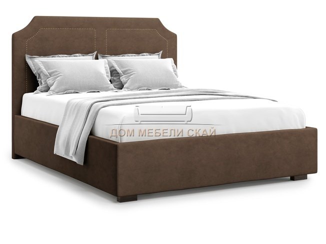 Кровать полутороспальная 140x200 Lago без подъемного механизма, шоколадный велюр velutto 23