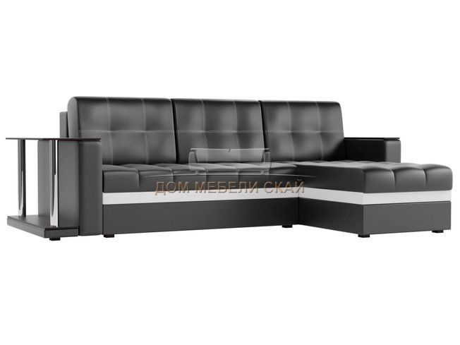 Угловой диван-кровать правый Атланта М, черный/экокожа
