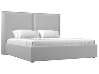 Кровать двуспальная 160x200 Аура с ПМ, белая экокожа