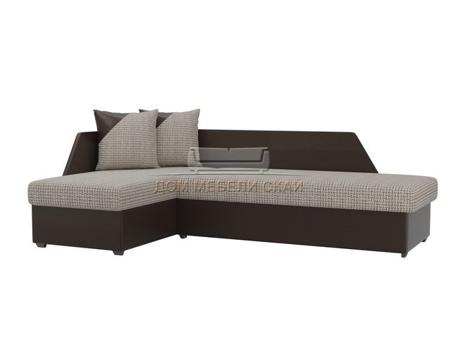 Угловой диван-кровать левый Андора, корфу 02/коричневый/корфу/экокожа