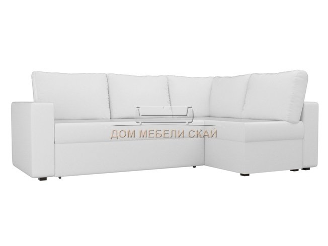 Угловой диван-кровать правый Оливер, белый/экокожа