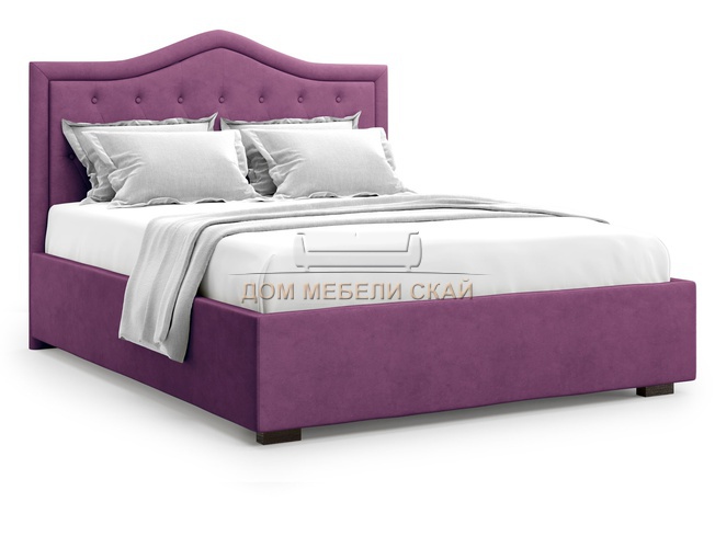 Кровать полутороспальная 140x200 Tibr, фиолетовый велюр velutto 15