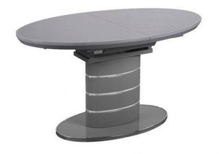 Стол обеденный раскладной LUNA 140, серый со стеклом