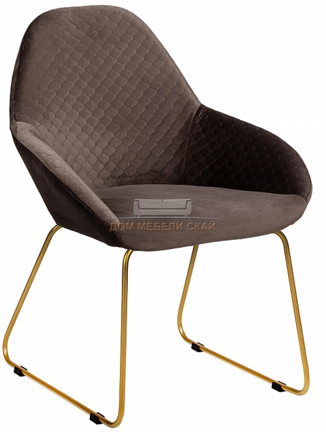 Стул-кресло Kent, велюровый серо-коричневого цвета/линк золото