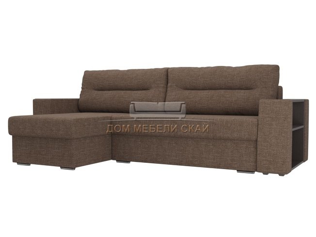 Угловой диван-кровать левый Эридан, коричневый/рогожка
