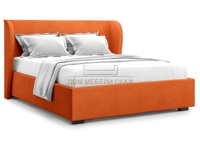 Кровать полутороспальная 140x200 Tenno без подъемного механизма, оранжевый велюр velutto 27