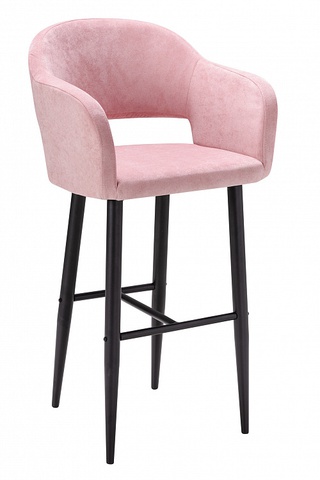 Кресло барное Oscar, велюровый розового цвета/черный