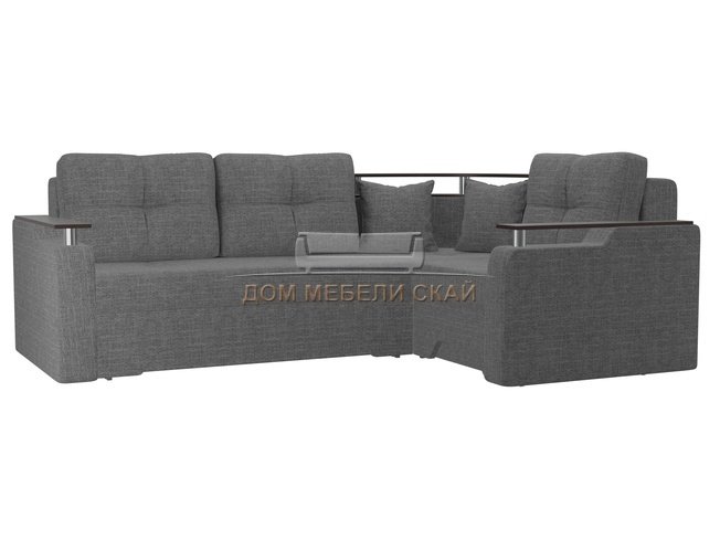 Угловой диван-кровать правый Комфорт, серый/рогожка