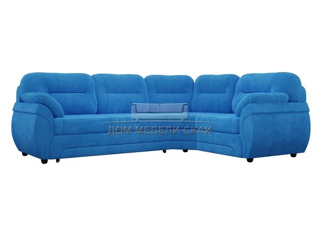 Угловой диван-кровать правый Бруклин, голубой/велюр