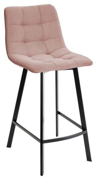 Полубарный стул CHILLI-QB SQUARE, велюровый розового цвета #15/черный каркас