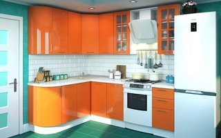 Кухня Модерн угловая 1720x2400, оранжевый глянец